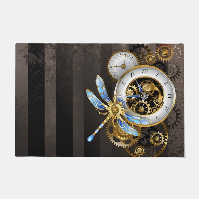 Steampunk Dials with Dragonfly Doormat (Front)