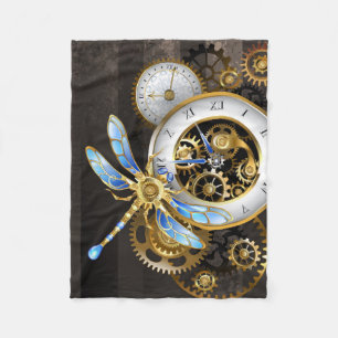 Steampunk Dials with Dragonfly Fleece Blanket