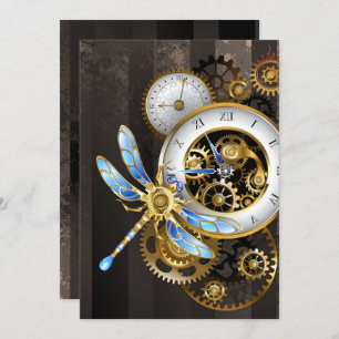 Steampunk Dials with Dragonfly Invitation