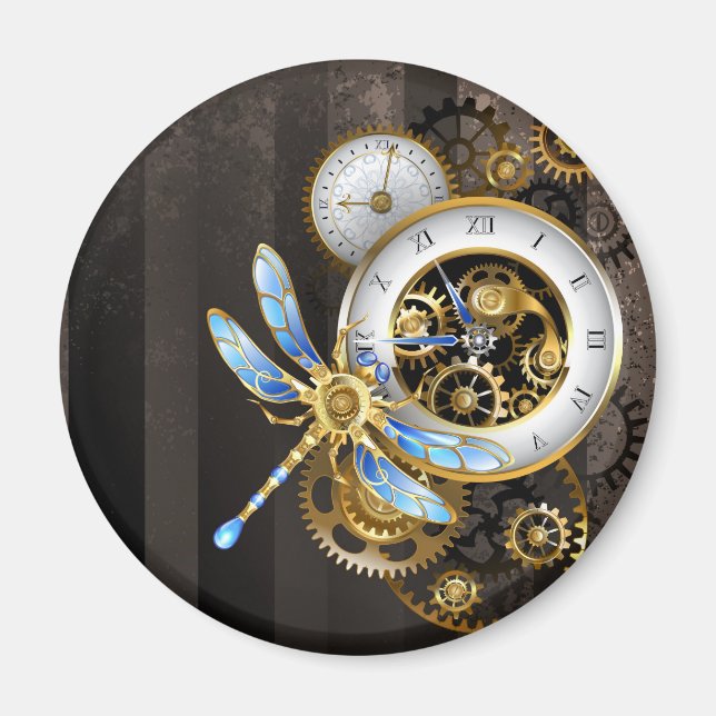 Steampunk Dials with Dragonfly Magnet (Front)