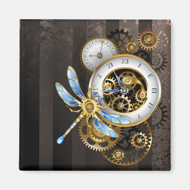 Steampunk Dials with Dragonfly Magnet (Front)