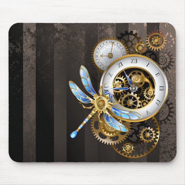 Steampunk Dials with Dragonfly Mouse Pad (Front)
