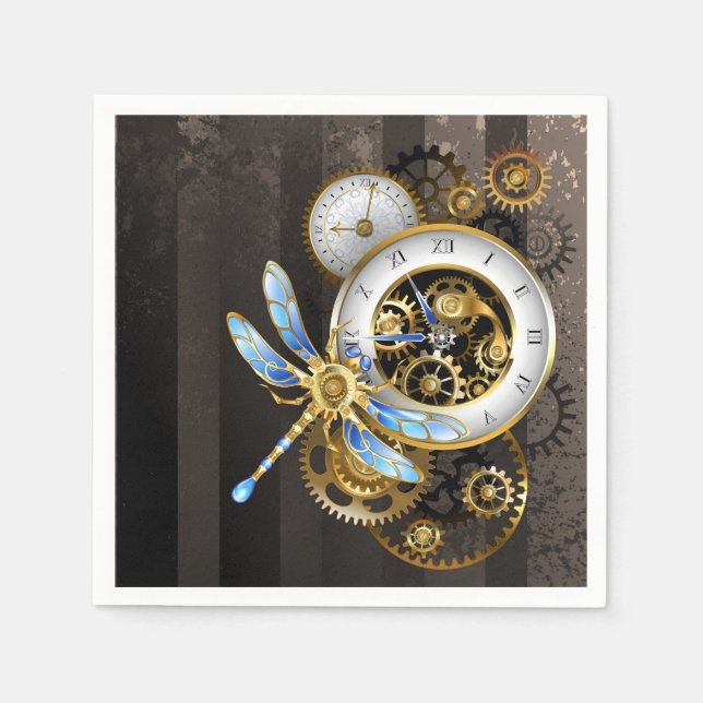 Steampunk Dials with Dragonfly Napkin (Front)