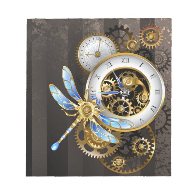Steampunk Dials with Dragonfly Notepad (Front)