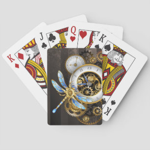 Steampunk Dials with Dragonfly Playing Cards