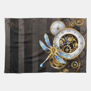 Steampunk Dials with Dragonfly Tea Towel