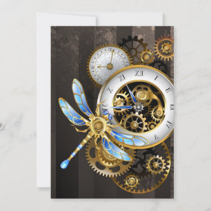 Steampunk Dials with Dragonfly Thank You Card