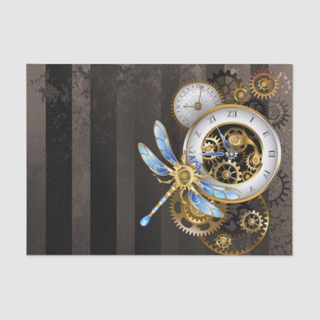 Steampunk Dials with Dragonfly Tissue Paper (Front)