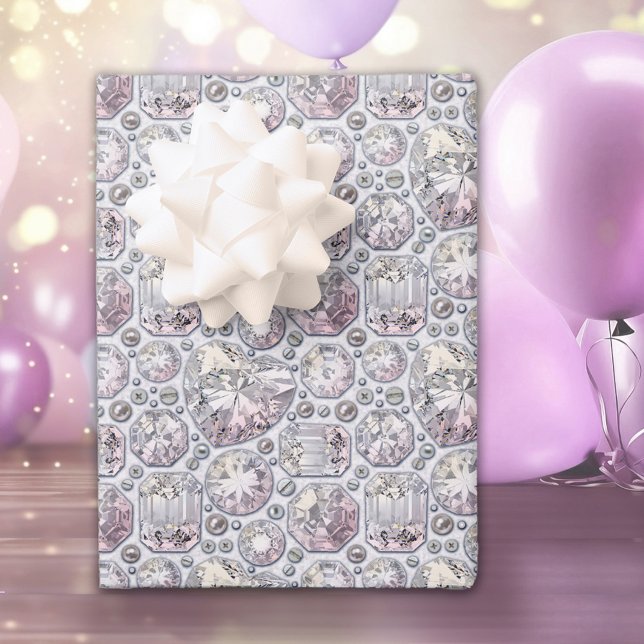 Steampunk Diamonds Pearls Birthday Wrapping Paper Sheet (Creator Uploaded)