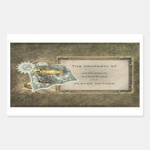 Steampunk Dirigible Air Tour Bookplate Stickers