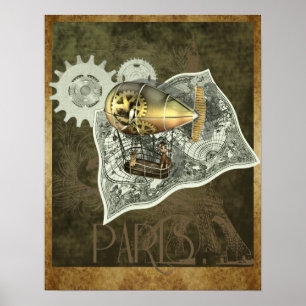 Steampunk Dirigible Air Tour Wall Print