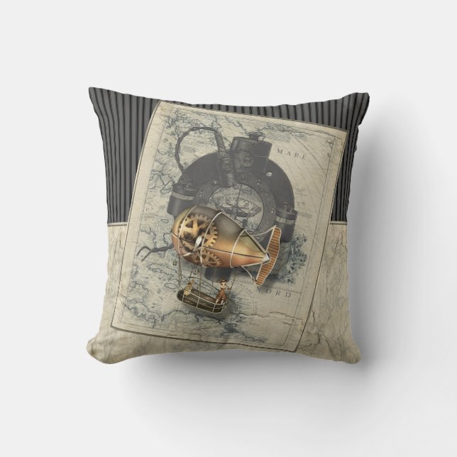 Steampunk Dirigible Balloon Ride Cushion (Front)