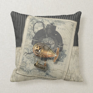 Steampunk Dirigible Balloon Ride Cushion