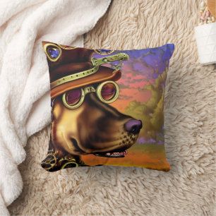 Steampunk Dog Portrait  Cushion