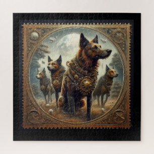 Steampunk Dogs On The Hunt Jigsaw Puzzle