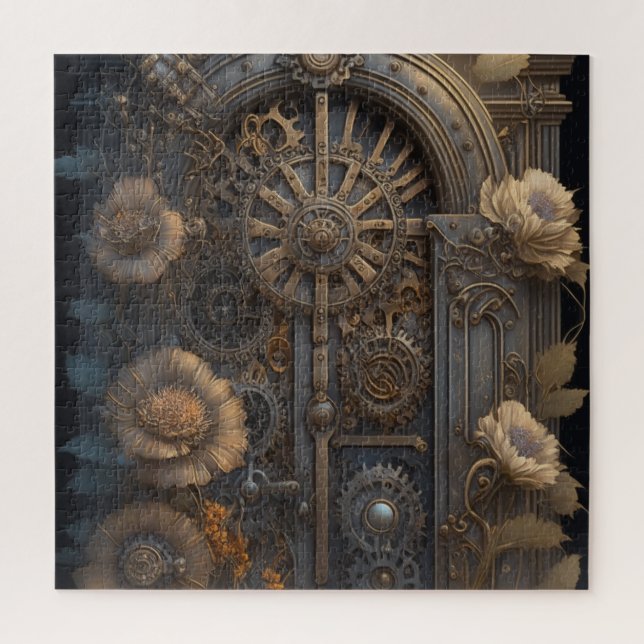 Steampunk Door with Flowers Jigsaw Puzzle (Vertical)