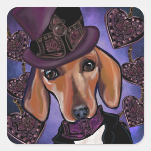 STEAMPUNK DOXIE SQUARE STICKER