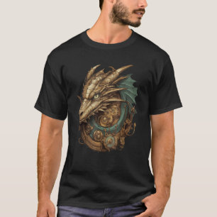 Steampunk Dragon Art Gears Graphic Artwork Fantasy T-Shirt