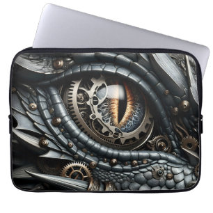 Steampunk Dragon Eye Closeup Ai Art Laptop Sleeve