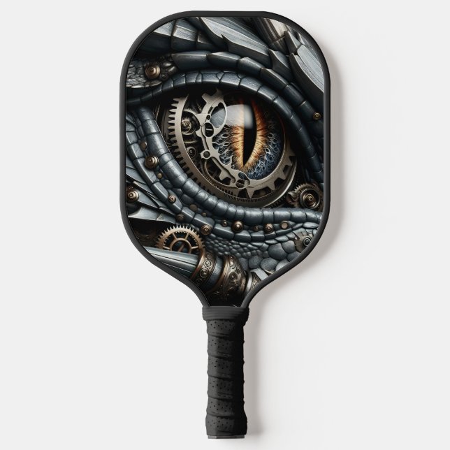 Steampunk Dragon Eye Closeup Ai Art Personalised Pickleball Paddle (Front)