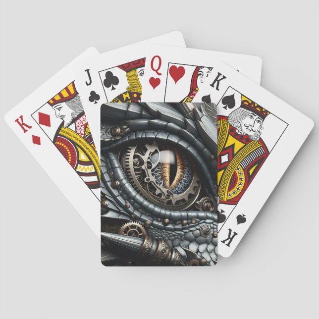 Steampunk Dragon Eye Closeup Ai Art Playing Cards (Back)