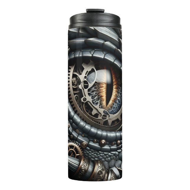 Steampunk Dragon Eye Closeup Ai Art Thermal Tumbler (Front)