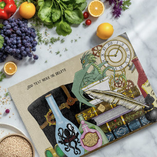 Steampunk Dragon Potions Books Cutting Board
