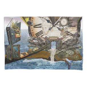 Steampunk dragon story book pillowcase