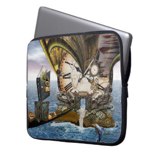 Steampunk dragon story books laptop sleeve