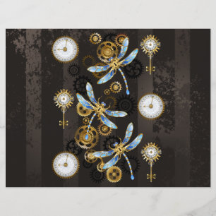 Steampunk Dragonflies on brown striped background Flyer