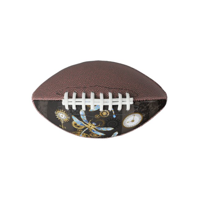 Steampunk Dragonflies on brown striped background Football (Front)