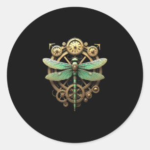 Steampunk Dragonfly Victorian Art Mechanical Steam Classic Round Sticker