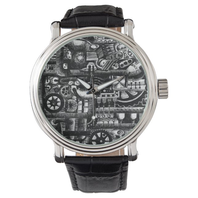 steampunk draw machinery cartoon mechanism pattern watch (Front)