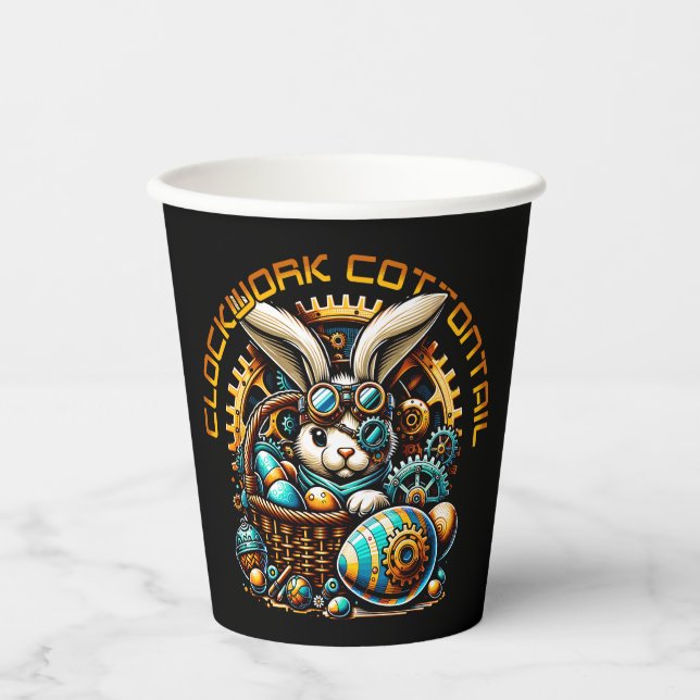 Steampunk Easter Bunny Paper Cups (Front)
