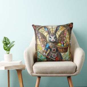 Steampunk Easter Bunny Warrior Angel Cushion