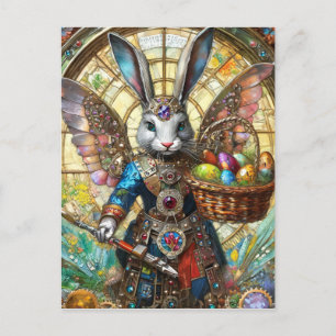 Steampunk Easter Bunny Warrior Angel Postcard