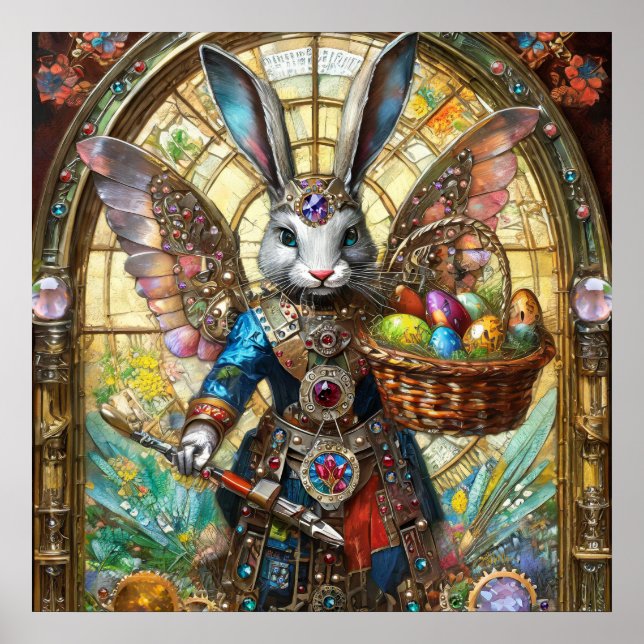 Steampunk Easter Bunny Warrior Angel Poster (Front)