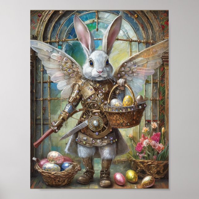 Steampunk Easter Bunny Warrior Angel Poster (Front)