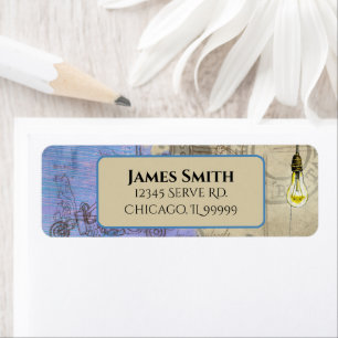Steampunk Edison Light Bulb Return Address Return Address Label