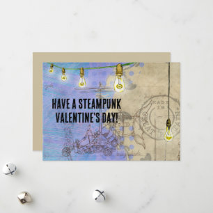 Steampunk Edison Lights on a Wire Valentine's Day Holiday Card