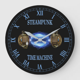 Steampunk ~ Electronic Blue Wave ~ Time Machine ~  Large Clock