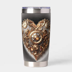 Steampunk Elegant Clockwork Gear Heart Insulated Tumbler