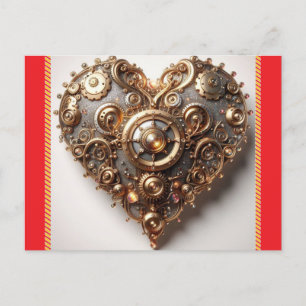 Steampunk Elegant Clockwork Gear Heart Postcard