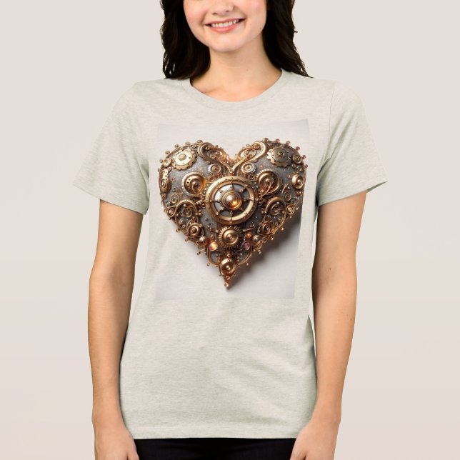 Steampunk Elegant Clockwork Gear Heart Tri-Blend Shirt (Front)