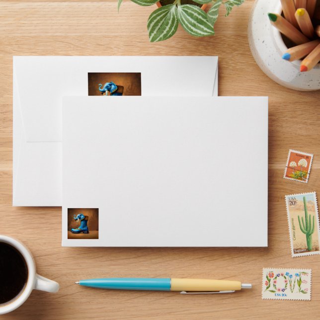 Steampunk Elephant Boot white small envelopes (Desk)