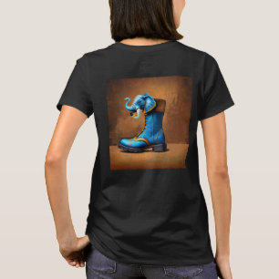 Steampunk Elephant Boot women black T-shirt back