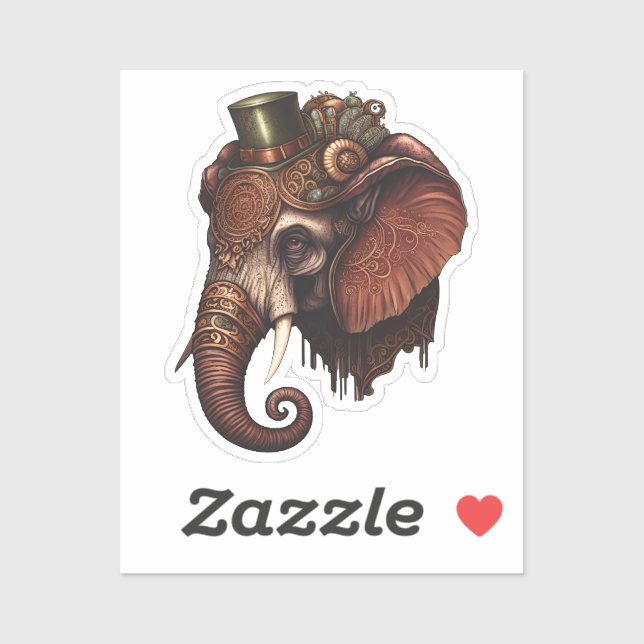 Steampunk Elephant Sticker (Sheet)