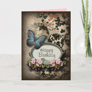steampunk Ephemera floral Butterfly victorian Card
