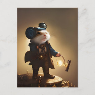 Steampunk Explorer Hamster Postcard