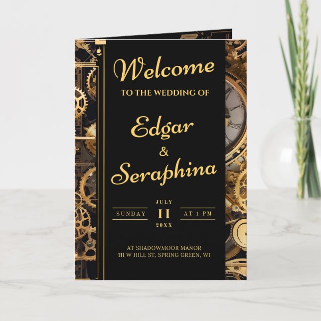 Steampunk Extravaganza Vintage Wedding Program (Front)